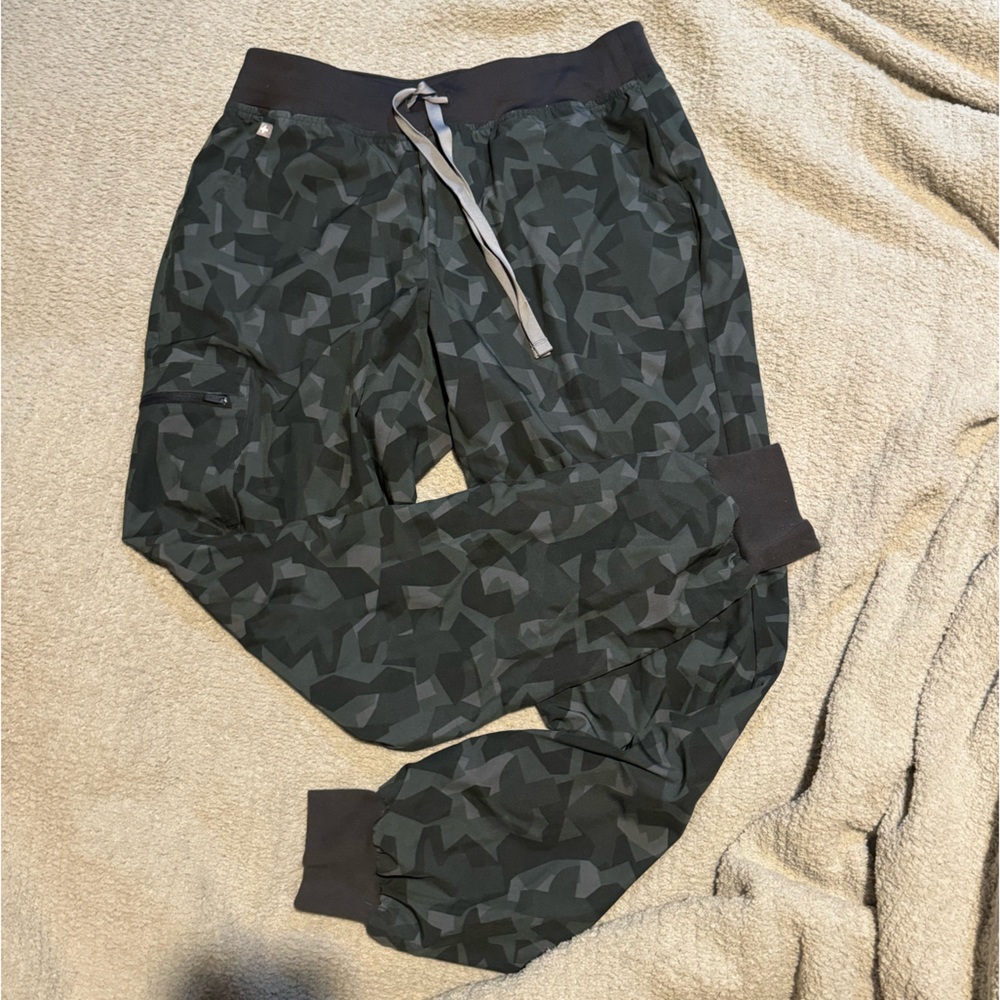 Figs Camouflage Track Pants - Black and Gray